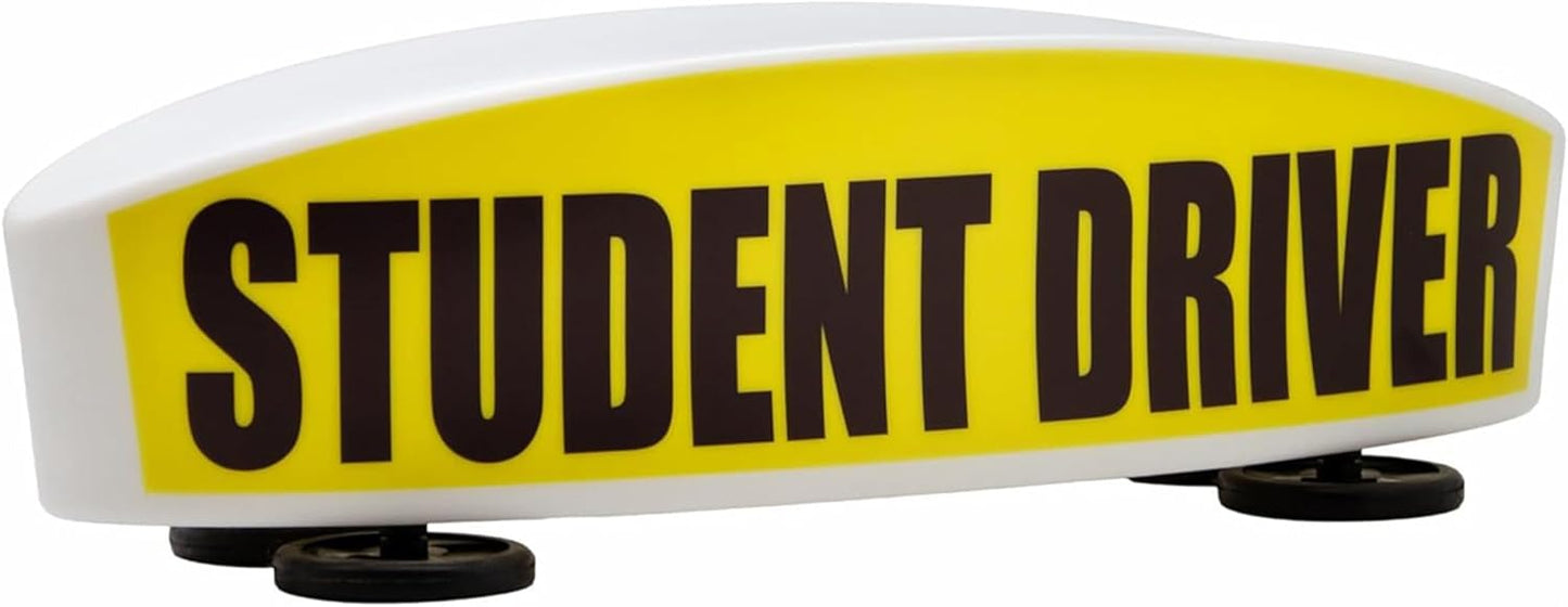 Student Driver Sign for Car Top - Weather-Resistant, Durable and Highly Visible Magnetic Student Driver Roof Signs for Driving School, With Strong Magnets for Attaching to the Vehicle