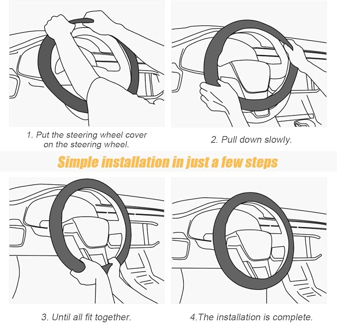 Car Steering Wheel Cover, Microfiber Breathable Ice Silk Leather Steering Wheel Cover Soft Anti-Slip Safety, 15inch Four Season Universal Fits for Most Truck,SUV,Cars (Blue)