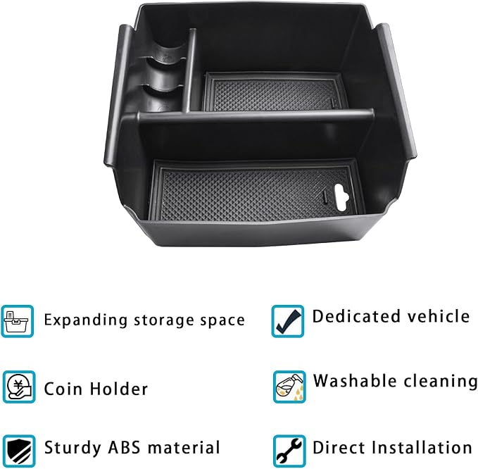 EDBETOS Center Console Organizer Tray Compatible with Jeep Wrangler JK/JKU 2011-2018 Rubicon Sport Sahara Accessories Armrest Storage Glove Box, (Black Trim)