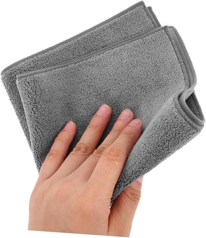 2pcs Grey Microfiber Car Wash Towels 30x30cm Double-Sided Plush Absorbent Cleaning Cloths for Vehicle Drying and Interior Care
