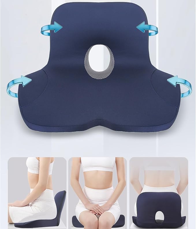 Chair Cushion - Car Seat Cushion with Back Support Pillow for Ergonomic Comfort, Non Slip with Memory Foam Relief, Lumbar Support Pad for Hips Women Men Office Travel Driving Home Car Use