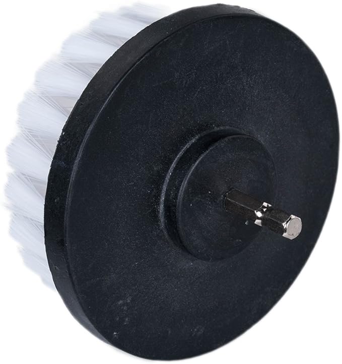 HIFROM Drill Brush - 4 inch White Scrub Brush Drill Attachment Soft Bristle Quick Change Shaft Scrub Cleaning Brush for Carpet Upholstery Leather Glass (Pack of 2)
