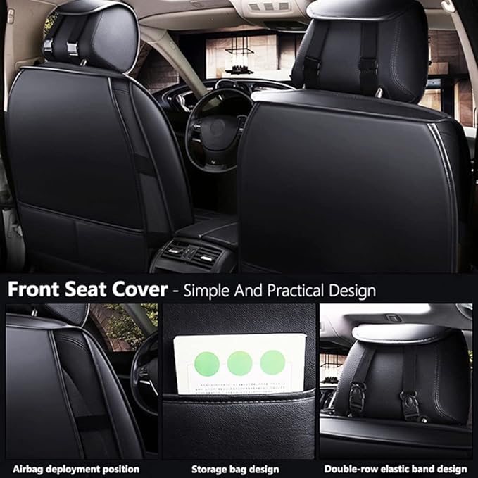 Car Seat Cover 2 Seats for Chevrolet Camaro 2000-2024, Durable Wear Resistant Waterproof Seat Covers, Breathable No Odor Premium Leather Vehicle Seat Covers.(Standard,Black)
