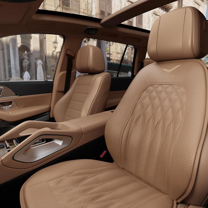 Laxon Air Massage Vehicle Seat | Car Seat Cover, Leather Cushions for Driving, Slim Comfy Design (Brown)