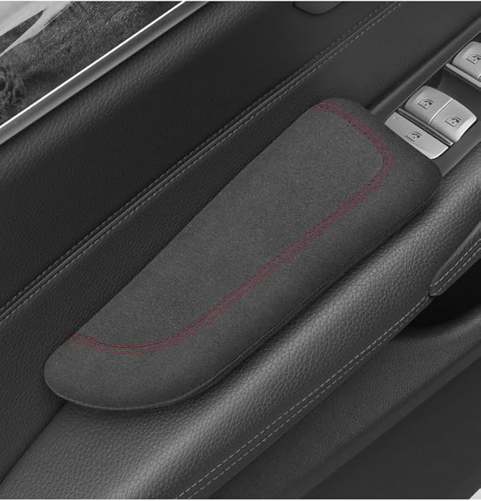 Italian Alcantara Style Fur Car Elbow Rest Pad - Universal Armrest & Knee Cushion - Thigh Support Comfort Pillow