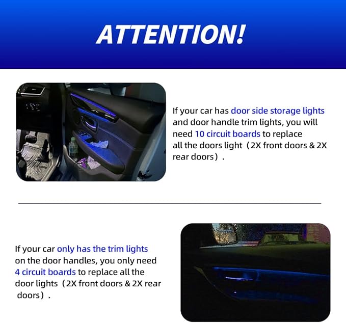 NJSBYL 10PCS Interior Ambient Lighting LED Circuit Board for B-MW 5 7 Series X1 Gran Turismo Coupe Sedan SUV LWB LCI Courtesy Door Handle and Side Pocket Atmosphere Light Blue-White