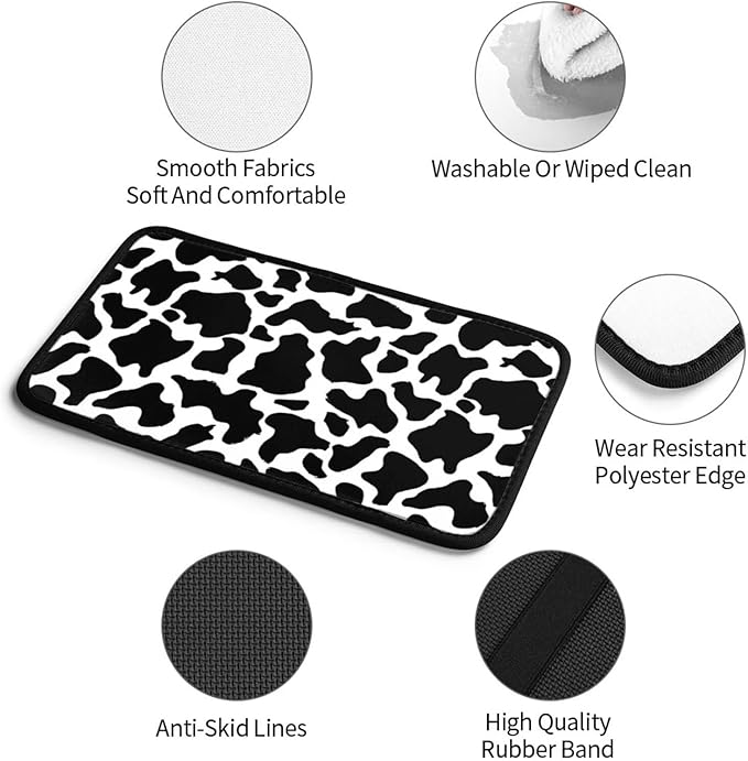 Cow Print Center Console Cover Black Cute Middle Console Armrest Lid Pad Protective Covers Arm Rest Seat Box Pads Protector