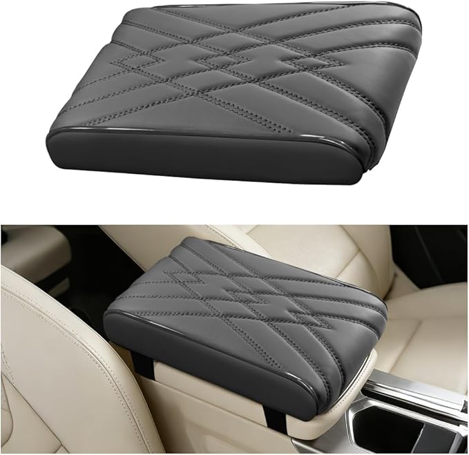 Car Center Console Cover, Memory Foam Vehicle Arm Rest Seat Box Cushion Pad, Scratch & Wear Resistant Automotive Middle Console Protector, Universal for SUV Automobile Truck (Grey)
