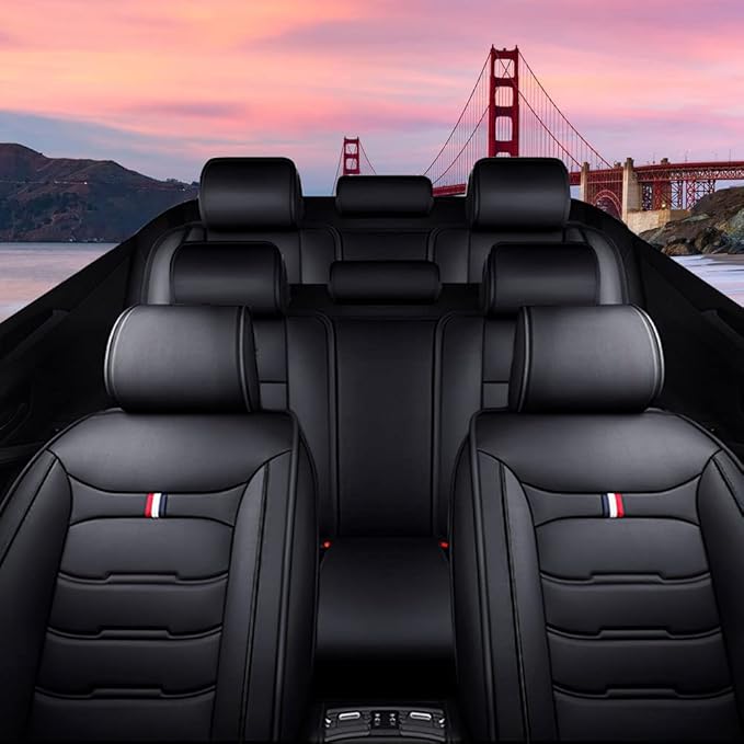 Car Seat Cover 8 Seats for Hyundai Palisade 2020-2025, Durable Wear Resistant Waterproof Sport Seat Covers,Breathable No Odor Premium Leather Vehicle Seat Covers. (Standard,Black)