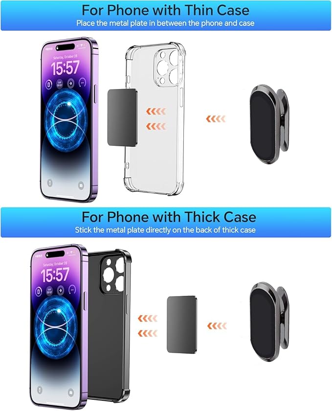 Car Phone Holder 2pcs, Magnetic Car Phone Holder, 360° Rotation Capable, Suitable for General Smartphones