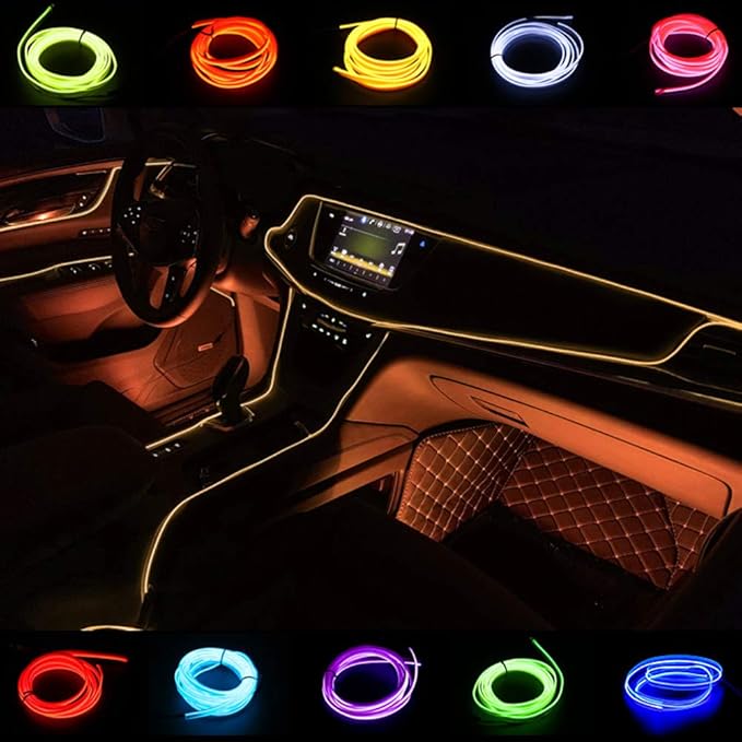 ABALDI Car Atmosphere Light El Wire Car Interior LED Strip Rope Neon Light for Car Interior Decoration(5m/16ft,Orange)