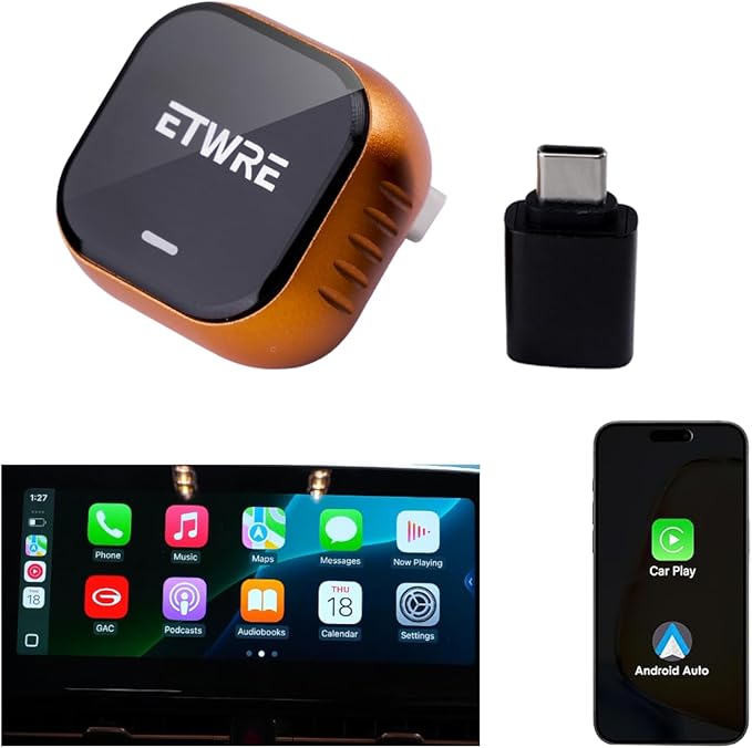 Wireless CarPlay Adapter 2026 Upgrade, 2-in-1 CarPlay Wireless Adapter for Apple iPhone & Android Auto, Mini Plug & Play Dongle Converts Wired to Wireless CarPlay, USB & Type-C（CP888）