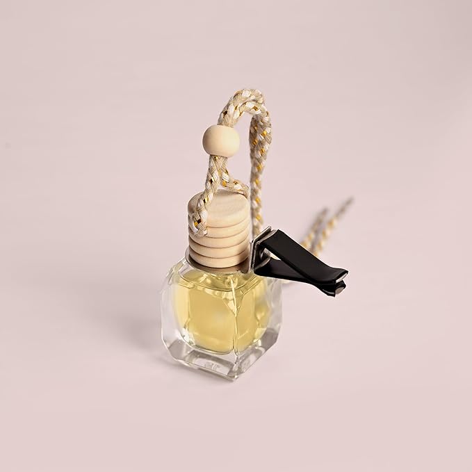 Llum Tuscan Leather Hanging Car Air Freshener – Luxury Automotive Perfume Diffuser 10ml (0.34 fl oz), Long-Lasting Fragrance, Alcohol-Free Non-Toxic Scent, Glass Bottle With Wood Cap & AC Vent Clip