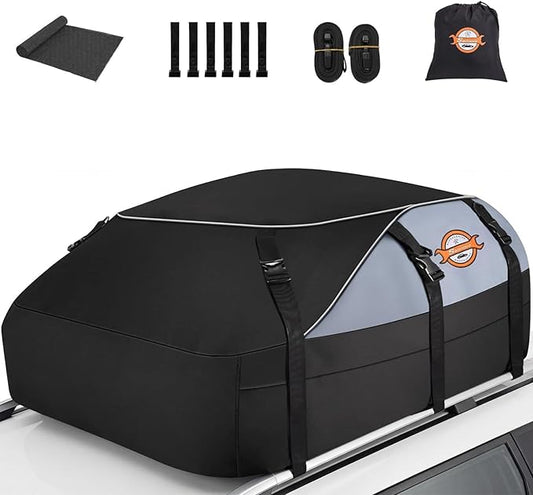Sailnovo Car Rooftop Cargo Carrier Roof Bag 20 Cubic Feet Waterproof Car Top Carrier, Fits Most Vehicle with/Without Rack, Include Anti-Slip Mat,6 Reinforced Straps,6 Door Hooks