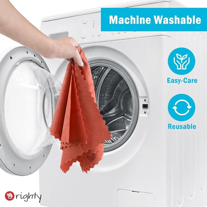 Orighty Microfiber Cleaning Cloth, 5 Pack Highly Absorbent Cleaning Rags, Household Cleaning Supplies, Reusable Lint Free Cloths Microfiber Rag for House, Kitchen, Car Care, 12x11 inch, Red