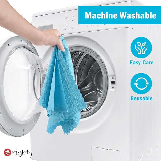 Orighty Microfiber Cleaning Cloth, 5 Pack Highly Absorbent Cleaning Rags, Household Cleaning Supplies, Reusable Lint Free Cloths Microfiber Rag for House, Kitchen, Car Care, 12x11 inch, Blue