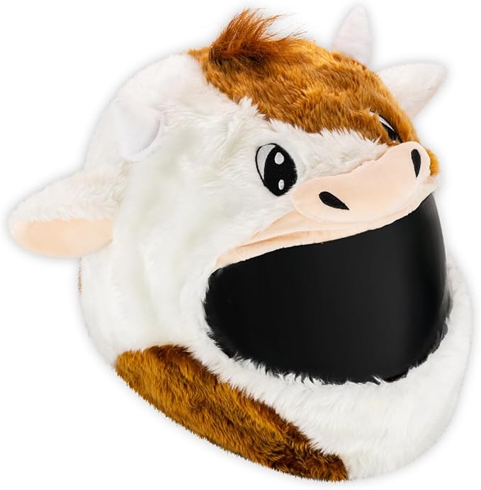 Moto Loot Helmet Cover for Motorcycle Helmet, Fun Rides and Gifts (Cover Only. Helmet Not Included) - Cow