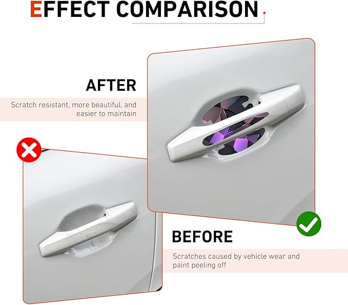 8 PCS Car Door Handle Scratch Protectors, Scratch-Proof Door Cup Protectors, Automotive Door Handle Paint Protective Film, Universal for Most Cars (Style 3)