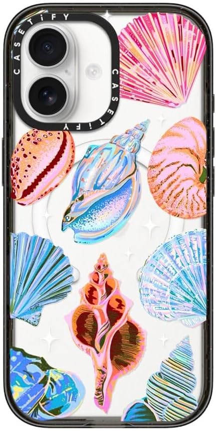 CASETiFY Impact iPhone 17 Case [Slim/Compatible with Magsafe / 8.2 ft. 4X Military Grade Drop Protection] - Seashell - Clear Black