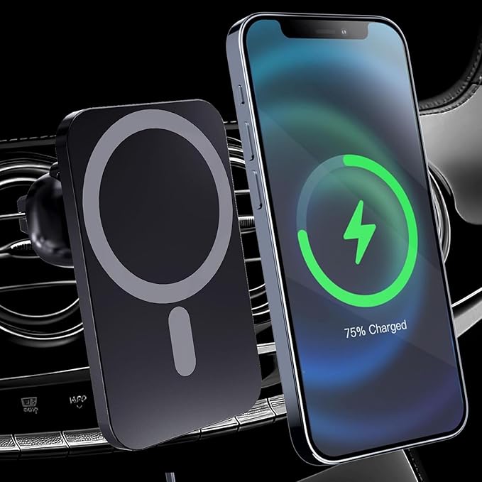 for MagSafe Car Mount Charger, 15W Magnetic Wireless Car Charger for iPhone 17/17 Pro/17 Pro Max/Air/16 15 14 13 12 Pro Max Plus mini, Magnet Cell Phone Holder for Air Vent (Black)