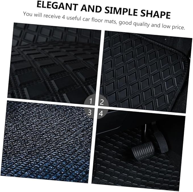 HEMOTON 4pcs Waterproof Car Floor Mats Set, Pu Leather Anti-Slip Front and Rear Foot Mats, Universal Fit Vehicle Carpet Protector for Cars and Suvs