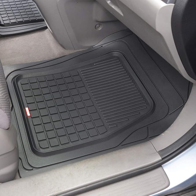 BDK Performance FlexTough 5-Piece Front & Rear Rubber Car Floor Mats & Cargo Liner For Cars SUVs Trucks Vans, All-Weather Heavy Duty Semi Custom Fit Trimmable Trim-To-Fit Deep Dish Protection Non-Slip