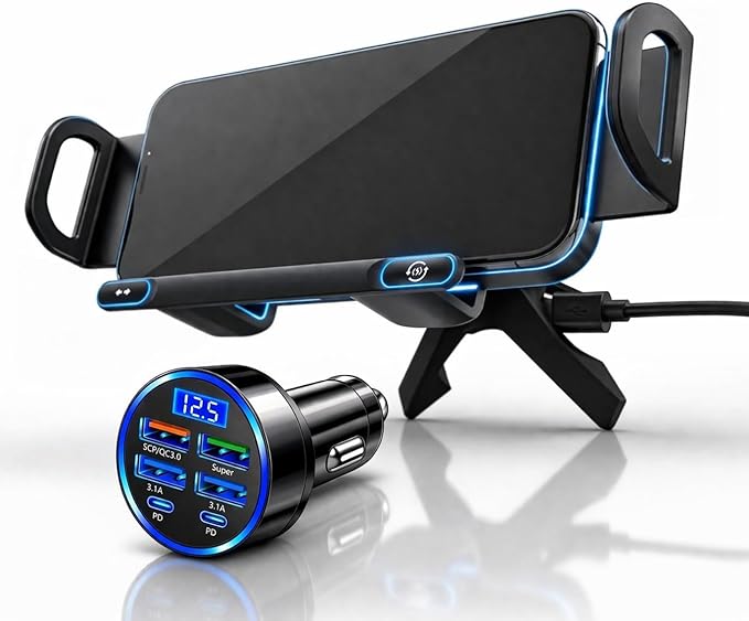 Wireless Car Charger Mount, Auto-Clamping Phone Holder with Fast Charging – Wireless Cell Phone Charging Car Mount for iPhone & Android (Air Vent Mount)