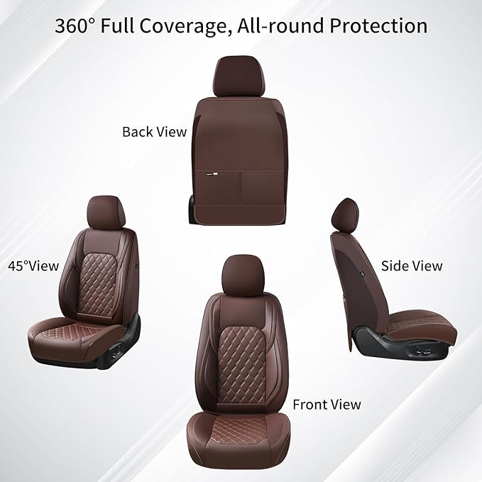 Huidasource Front Seat Covers Fit for Toyota Tacoma 2016-2023 SR SR5 Limited TRD Sport/Pro/Off Road All Cab Front Row, 360° Full-wrap Leather Automotive Car Seat Cushion Cover (Front Pair/Coffee)