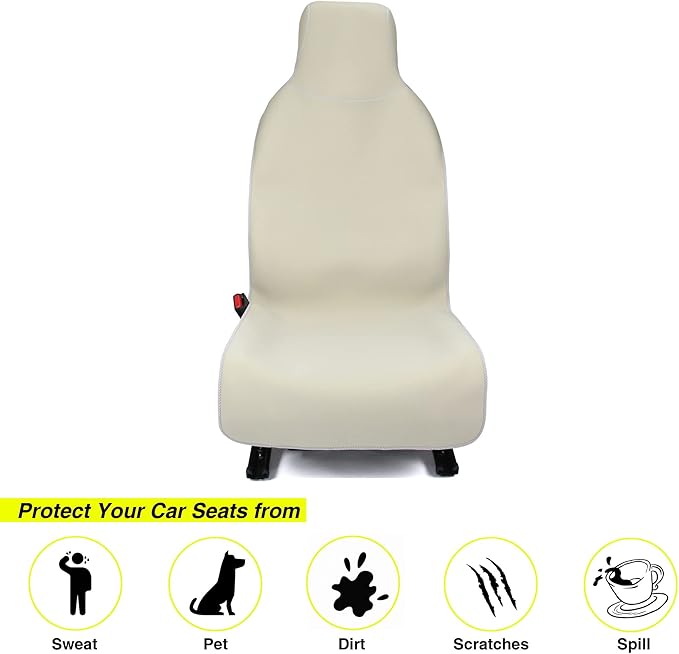 Waterproof Neoprene Car Seat Cover, Sweatproof Non-Slip Seat Protector, Universal Fit for Front Bucket or Rear Bench Seat of Cars, SUVs, Vans, Trucks, Compatible with Airbags and Armrests