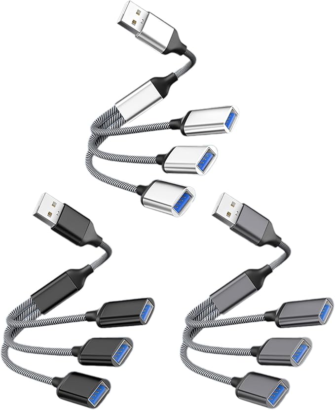 USB Splitter Y Cable USB Male to 3 Female USB 2.0 Converter Multi USB Port Expander Hub Multiport Split Adapter