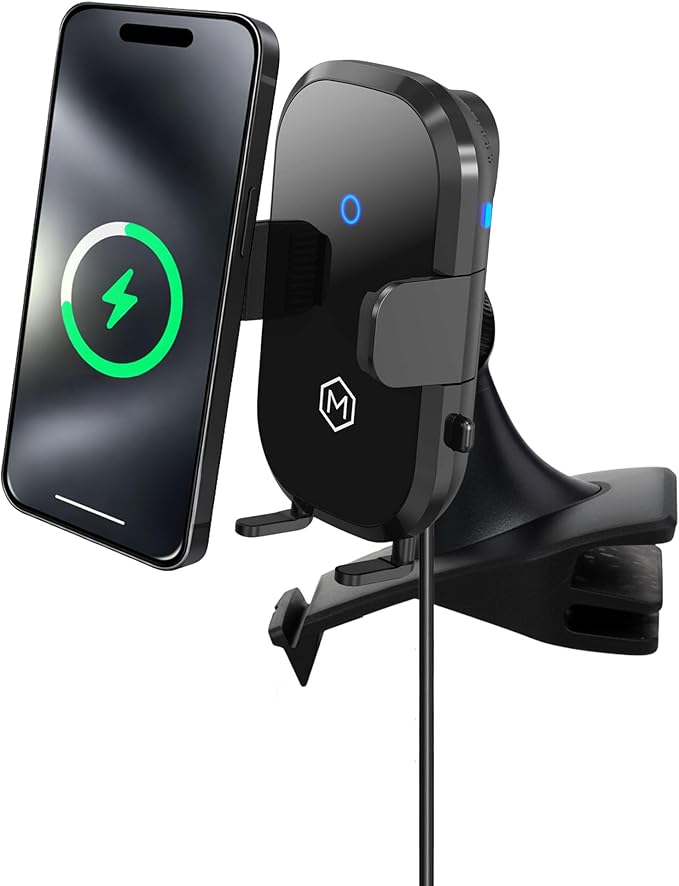 Wireless Car Charger Mount - Auto Scan & Auto Grip Car Phone Mount - Compatible with iPhone 14/15/16/17/Galaxy, Smartphones - Fast Charger Car Mount Accessories for Tesla’s Dash/Center