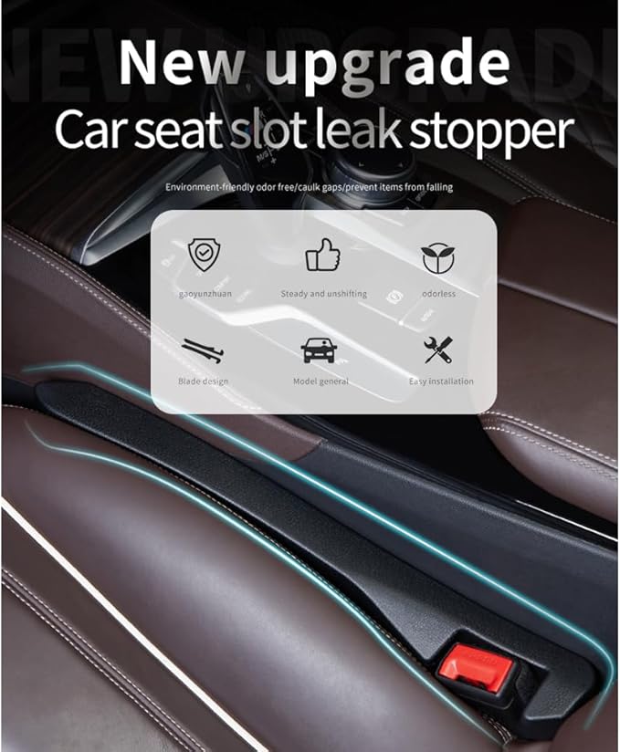 IHOTDER 2PCS Car Seat Gap Filler - Car Seat Gap Filler Organizer for Holding Phone,Key,Purse - Universal Car Gap Filler Fits Car Truck SUV Car Interior Accessories (Black/2PCS)…