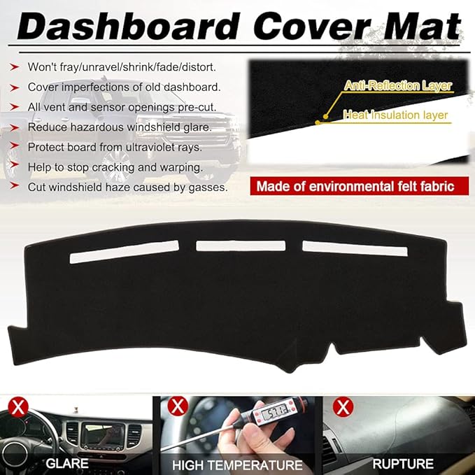 Dashboard Cover for Chevrolet Silverado 1500 2500 3500 1999-2006 Avalanche Chevy Tahoe Suburban GMC Sierra Yukon Dash Cover Mat(Premium Carpet, Black)