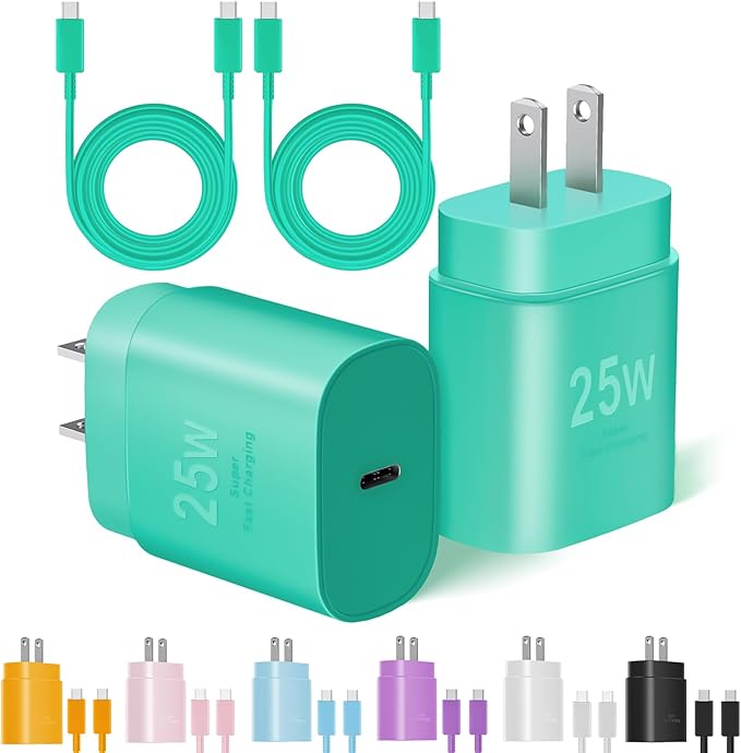 Type C Charger Fast Charging, 2Pack [10FT&6FT] Long USB C Cable with 25W Phone Super Fast Charger Block Compatible with Galaxy S25/S24/Plus/Ultra,iPhone 15/16/17/Air/Plus/Pro Max