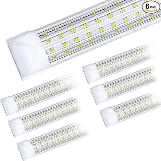 (6-Pack), 8FT LED Shop Light, Super Bright 120W Shop Lights, 19800LM 5000K 8 Foot Led Lights, Linkable 96" Shop Lights Lighting for Garage with Plug, U Shape T8 8' Led Light Fixtures