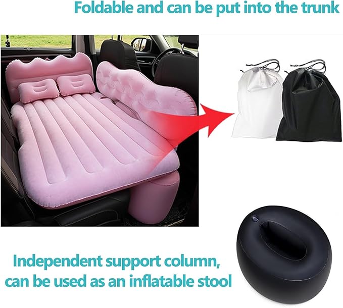 Car Air Mattress Compatible with Saturn Vue 2002 2003 2004 2005 2006 2007 2008 2009 2010, 12 V Pump, Sleeping Pad with Headrest & Side Guards for Road Trips & Car Camping Back