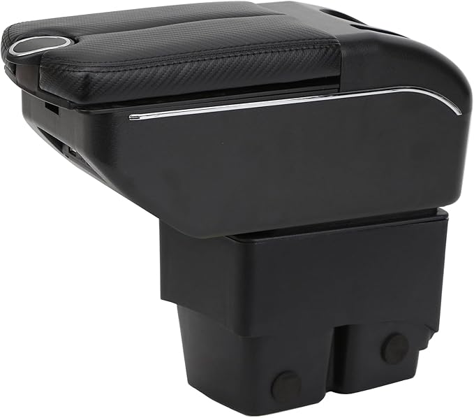 AULPHIKE Compatible with Ford Fiesta Armrest 3 MK7 2009-2017 Car Center Console Organizer Armrests Double Door Storage with USB Ports（Carbon Fiber Style）
