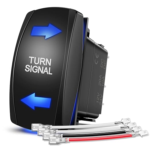 Nilight Turn Signal Switch Blue 4Pin ON-Off-ON Laser Etched SPDT Toggle Rocker Switches 12V 20A 24V 10A Jumper Wires for Cars RVs Campers Trailers
