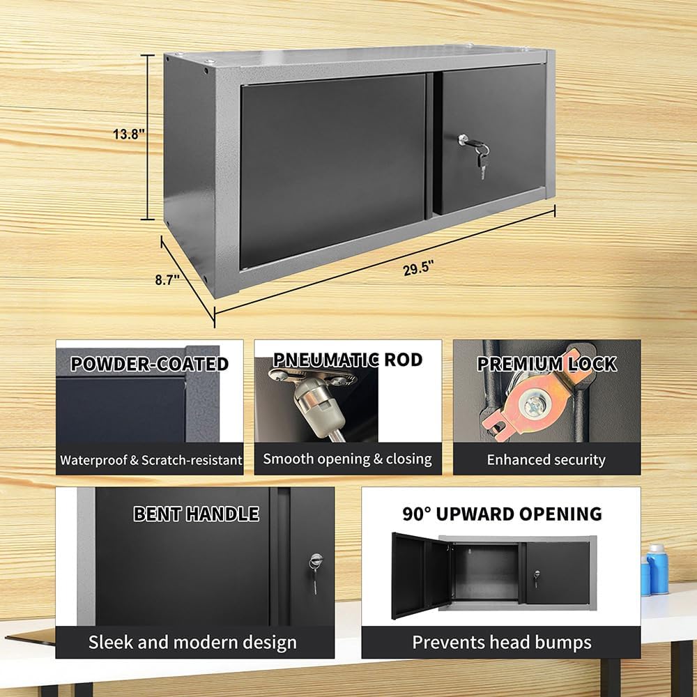 JZD Metal Garage Cabinet Set System, Included Rolling Chest, for Auto Repair Shop Basement Factory