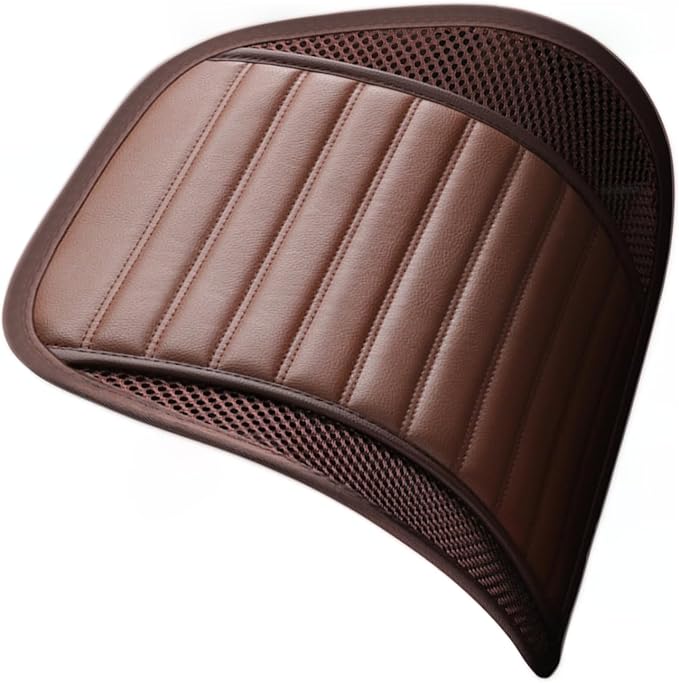 Premium Car Interior Back Support - Versatile Lumbar Cushion for Driver Seat with Breathable Fabric and Adjustable Strap. (1, Brown)