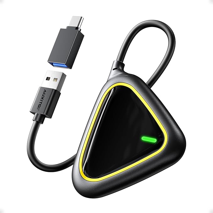 2027 Mini CarPlay Wireless Adapter for Apple, Upgrade Factory Wired Carplay to Wireless CarPlay Adapter, No Latency for iPhone iOS 10+ and Cars from 2015+, USB & Type-C, Plug & Play
