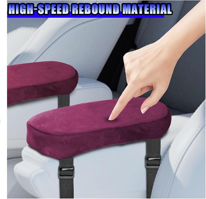 2PCS Car Elbow Pad Arm Rest Cover, Soft Armrest Cushion Pad for Arm Comfort Support, Anti-Scratch Auto Armrest Pillow Protector, Universal Car Interior Accessory for Most Vehicles (Purple)