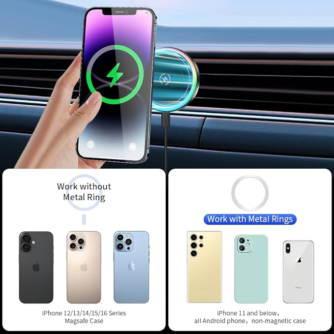 Car Magnetic Phone Mount for Mitsubishi Outlander 2022 2023 2024 （ 9 inch Screen ） Auto Interior Accessories Best Cellphone Holder Fast 15W Wireless Charger Cell Phones Charging Stand