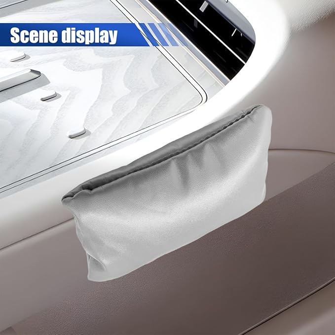 Car Knee Cushion Pad, PU Leather Automotive Center Console Elbow Armrest Pillow, Soft Auto Door Leg Support Pad Protector, Universal Vehicle Interior Comfort Accessories (Gray)