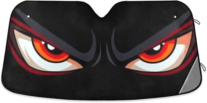 Cartoon Evil Red Eyes Windshield Sunshade Car Sun Shade Front Window Shade for Truck SUV Blocks UV Rays Sun Reflector Visor Protector Accordion Folding