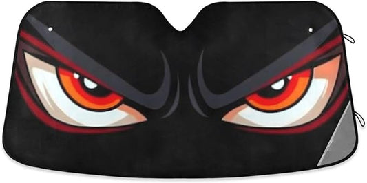 Cartoon Evil Red Eyes Windshield Sunshade Car Sun Shade Front Window Shade for Truck SUV Blocks UV Rays Sun Reflector Visor Protector Accordion Folding