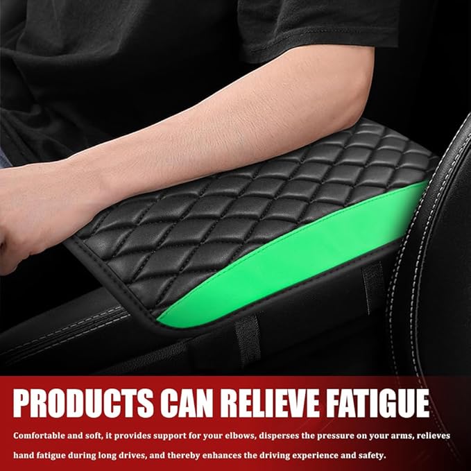 Car Center Console Cushion Pad, Armrest Cover for Car, Leather Waterproof Armrest Seat Box Cover, Auto Accessories Comfortable Arm Rest Box Cushion Pad for Most Vehicles (Green)