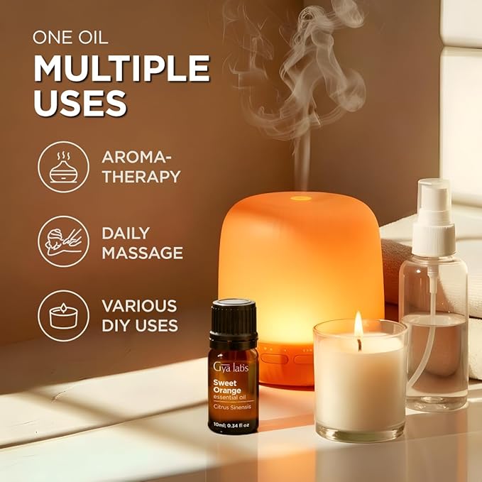 100% Pure Orange Essential Oil - 0.34 Fl Oz - Orange Oil for Hair, Skin, Diffuser, Aromatherapy & DIY Candle Making Scent
