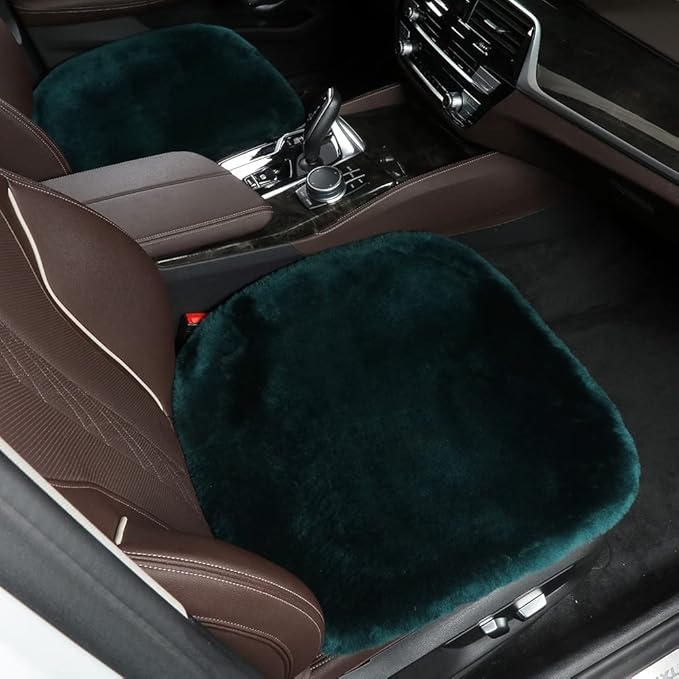 LLB Genuine Sheepskin Car Seat Cushion Seat Covers for Cars Trucks SUV Comfort Seat Protector Pad for Car Driver Seat Car Accessories for Women Office Chair Decor, Aquamarine Front Seat Cushion-1 Pc