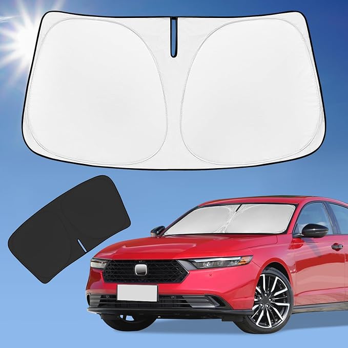 for Honda Accord 2023-2024 2025 2026 Sun Shade Sunshade Windshield Cover, 4-Layer Front Window Shade Custom Fit for Honda 11th Gen Sun Visor 240T Foldable Shade Sun Blocks UV Rays Car Accessories